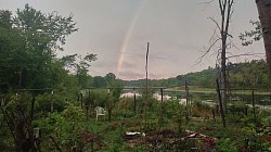 A rainbow over Stickhenge